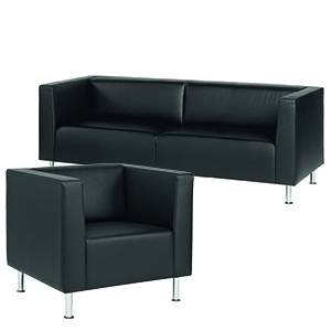 Loungesessel Büro Clubsessel Leder schwarz Loungemöbel Set, Dietiker, Cubus Lounge
