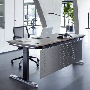 Schreibtisch Holz Metall Lochgitter Schreibtische  Hund, Thales Steh-/Sitztisch Premium