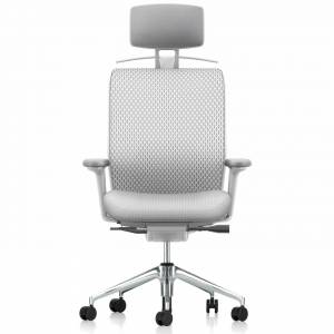 Chefstuhl, Bürostuhl grau Bürodrehstühle Kopfstützte, Aluminium, Armlehnen | Bürodrehstuhl, vitra, ID Mesh
