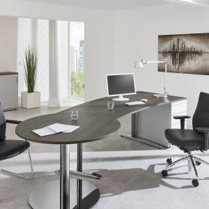 Holz Schreibtischa abgerundet | Büro Schreibtische rund | elegante  Büromöbel modern, fm Büromöbel, all in one - fm 66