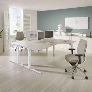 Weißer Schreibtisch groß höhenverstellbar  weiße Büro Schreibtische | flexible Büromöbel, fm Büromöbel, all in one - fm 69