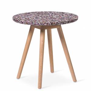 Designer Beistelltisch Holz Beistelltische rund Tischplatte Plastik Skandiform Tinnef