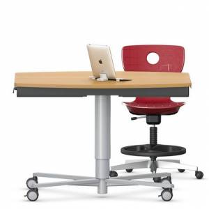 Höhenverstellbarer Sitz-/Stehtisch Einrichtungen für Schulungsräume, VS, RondoLift-KF