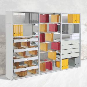 Archivregale Aktenregale Mauser converto einseitig mit Pendelstangen & Hängeregistratur