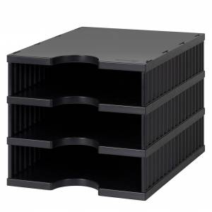 offene Ablage schwarz Schubladenbox Kunststoff styro, styrodoc uno