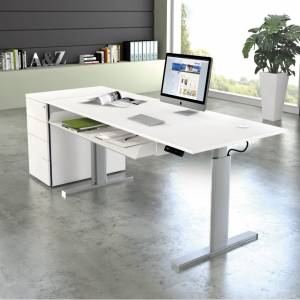 Elektrisch höhenverstellbarer Weißer Schreibtisch Büro Höhenverstellbare Schreibtische Design Tisch Ablagefach Kerkmann, Move 3 Steh-/Sitztisch silber
mit Schublade
Ablagefächer
mit Memory Funktion