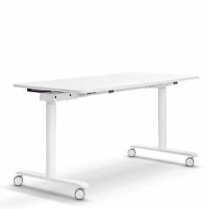 Rolltisch höhenverstellbarer Schreibtisch weiss Arbeitstisch mit Rollen Tischtafel Schrebitafel  Sedus se:lab
höhenverstellbar