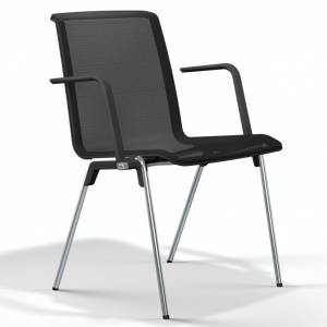 Besucherstuhl schwarz Besucherstühle Netzgewebe Konferenzstuhl mit Armlehnen Brunner, hero plus