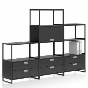 Stapelboxsystem modulare Büroschränke Regal modular Büroschrank schwarz Vario M1 Rahmenelement