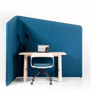 Büro Trennwand Stellwand blau BuzziSpace Akustik Stellwände BuzziShield Hook