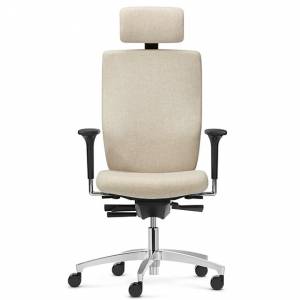 Bürostuhl beige Bürodrehstuhl Ergonomische Bürostühle mit Armlehnen und Kopfstütze Dauphin Stilo ES