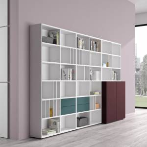 Regalschrank Fächer großes Büroregal weiß, werner works, basic S Regalsystem