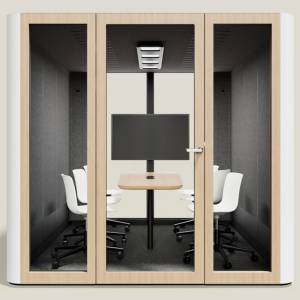 Abgeschirmte Konferenzplätze Akustik-Kabine, Schallschutzkabine, Büro, Akustik-Raumsystem, MUTE Design Akustik Konferenzraum Space XL