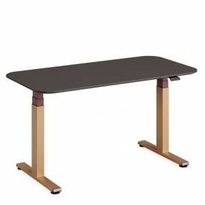 Höhenverstellbarer Schreibtisch elektrisch ergonomische Schreibtische Büro Bürotisch braun Steelcase Solo
abgerundete Tischplatte
höhenverstellbar