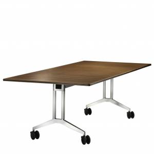 Konferenztisch Wilkhahn Timetable Shift mit Holzplatte und fahrbarem Aluminiumgestell