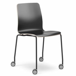 Besucherstuhl Holz Besucherstühle schwarz Cafeteria Stuhl stapelbar Konferenzstühle mit Rollen Kinnarps Nilo