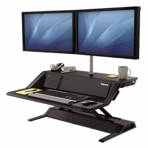 Arbeitsplatz mit Ladestation Lotus™ DX Sitz-Steh Workstation - schwarz