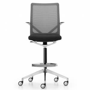 Drehstuhl Büro Drehstühle Konferenzstuhl schwarz Netzgewebe Hochstühle mit Rollen Girsberger Linq Hochstuhl