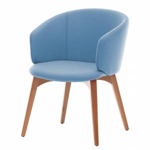 Besucherstuhl blau Besucherstühle Holz Loungesessel Loungestuhl Lounge Consento Assmann Büromöbel Trento