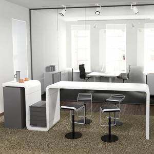 Amorpher Schreibtisch Module, weißer Schreibtisch, amorophe Büromöbel, moderne Büro Schreibtische CEKA, crossworxs