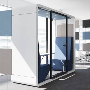 Abgeschirmte Raumelemente Akustik Kabine CrossBox mit NeoTex Telefonzelle Besprechungsbox Ceka CrossBox M1