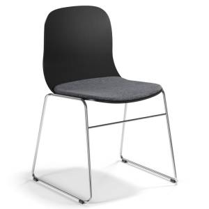 Besucherstuhl schwarz Konferenzstühle Kuffengestell Cafeteria Stühle, Materia, Neo Lite