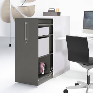 Sideboard Büro Apothekerschrank grau, werner works, Apothekerschränke