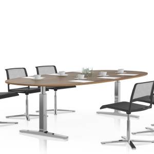 höhenverstellbarer Konferenztisch Holz Konferenztische Büro Vario CHANGE Konferenz
ovale Tischplatte