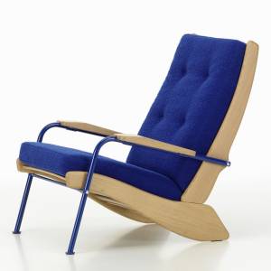 Loungesessel blau Sessel Lounge Holz Metall Vitra Fauteuil Kangourou