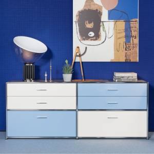 modulares Sideboard weiss blau Bosse Sideboard LES COULEURS® LE CORBUSIER