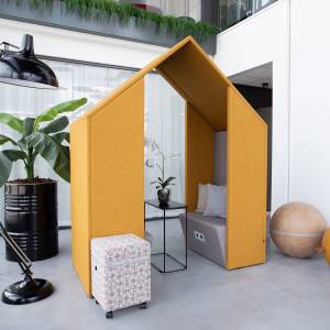 schallabsorbierendes Haus abgeschirmte Arbeitsplätze Götessons Open Half a Hut