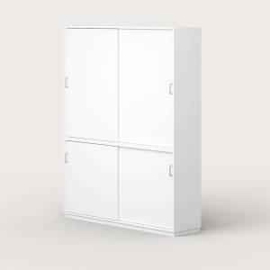 Schiebetürenschrank weiss Schrank Gehäuse Holz, Leuwico, SCUBE Büroschranksystem