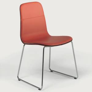 Besucherstuhl rot Leder Besucherstühle Konferenzstuhl Kuffengestell Cafeteria Stuhl matteograssi 2LEATHER SEATS
