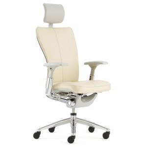 Bürostuhl Kopfstützte, hoher Rücken, Armlehnen beige Stoff Bürodrehstuhl, HAWORTH, Comforto 89 Zody