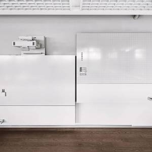 Doppelwandtafel mit Ultrakurzdistanzbeamer Interaktive Boards/Tafeln, Hunziker, Interaktive Tafel Modell 128PIB