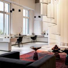 XAL SASSO 60 runde Pendelleuchte, Downlight, schwarz, modernes Beleuchtungssystem in stilvollem Interieur