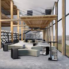 mobile Arbeitsplätze Bürofahrtisch Rolltisch höhenverstellbar Rolltische mobile Tische Bigla Office Polydesk