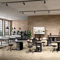 mobile Arbeitsplätze Bürofahrtisch Rolltisch höhenverstellbar Rolltische mobile Tische Bigla Office Polydesk