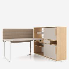 Schreibtisch mit Sideboard Nowy Styl Play&Work für flexible Arbeitszonen