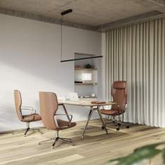 Bürostuhl braun Leder Bürodrehstuhl, Wilkhahn, Intra Drehstuhl