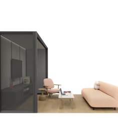 Lounge Kabine Möbel Raum im Raum abgeschirmte Raumelemente akustik Mute Design Akustik Raum OmniRoom Lounge