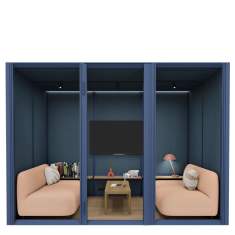 Lounge Kabine Möbel Raum im Raum abgeschirmte Raumelemente blau akustik Mute Design Akustik Raum OmniRoom Lounge
