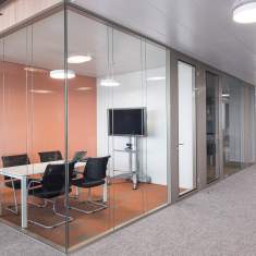 Raumhöhe Trennwände Büro Raumteiler Glas Glastrennwand Uniska Akustik Doppelverglassung IQ Structural