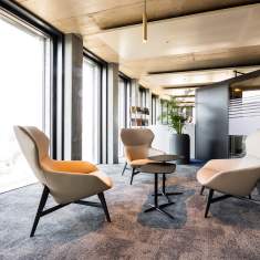 Lounge Sitzmöbel Loungesessel Sessel grau Beistelltisch Holz Beistelltische Echo Büromöbel Echo Lounge
