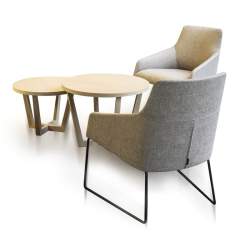 Lounge Sitzmöbel Loungesessel Sessel grau Beistelltisch Holz Beistelltische Echo Büromöbel Echo Lounge