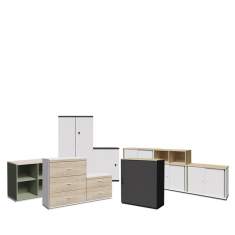 Türschrank Schiebetürenschrank Schubladenschrank Aktenschrank Stauraum Sideboard Büro, Febrü, Schränke