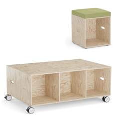modulare Sitzelemente Holz Sitzmöbel König + Neurath CUBIX.A