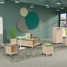 modulare Sitzelemente Holz Sitzmöbel König + Neurath CUBIX.A