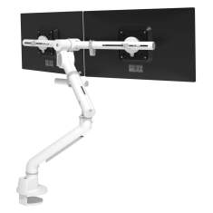 Monitorärme weiss Monitorhalterung doppelt Tischklemme, Kabellochbefestigung, Monitor-Befestigung Dataflex Viewgo pro Monitorarm - Schreibtisch 640