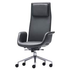 Chefstuhl, Leder, schwarz hoher Rücken Bürodrehstuhl, MARTINSTOLL, fenix